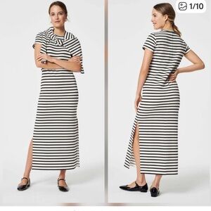 SPANX Air Essentials Striped Short-Sleeve Maxi Dress